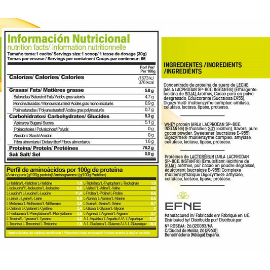 Proteina Whey Chocolate EFNE - Sabor Clasico y Potente para Ganar Musculo