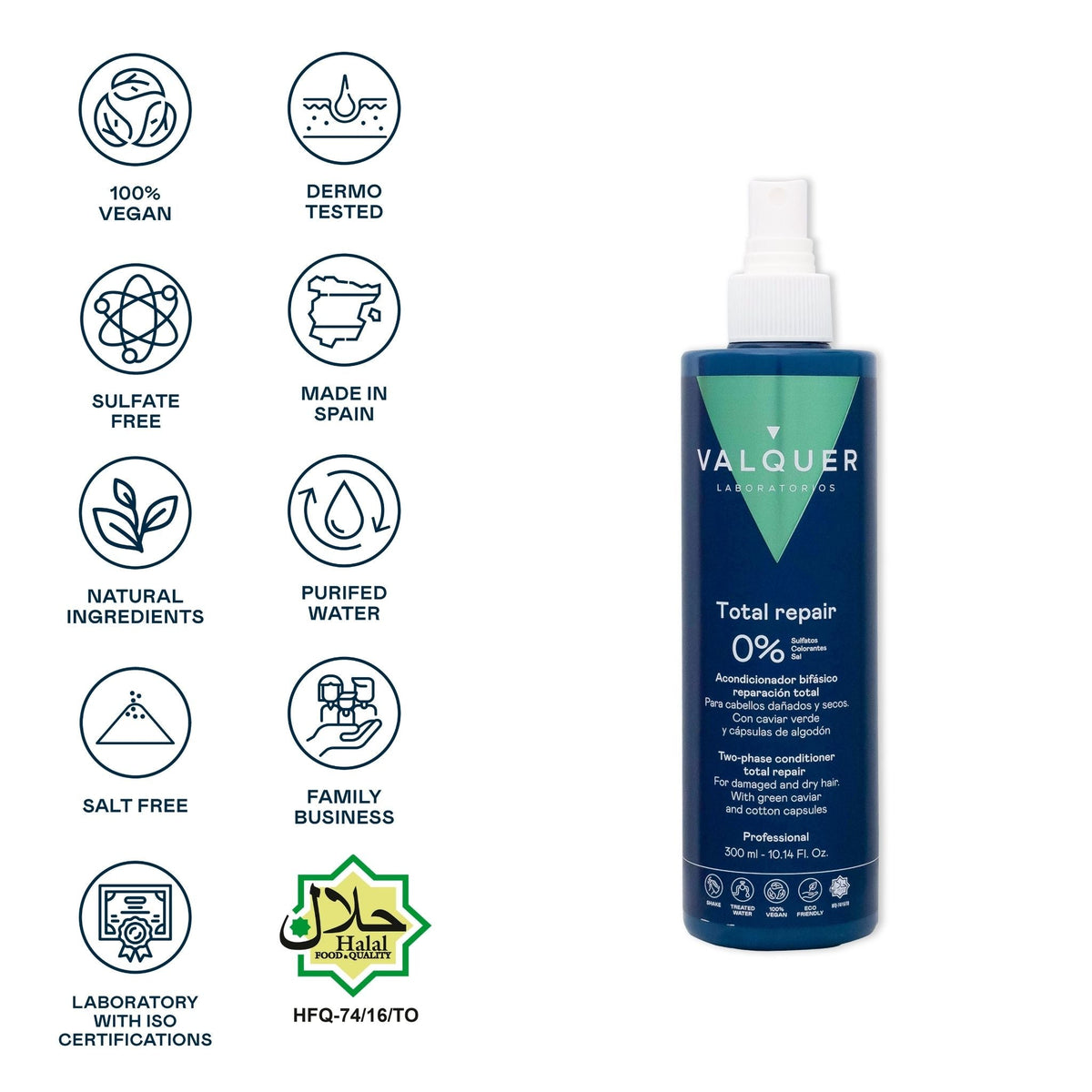 Acondicionador bifásico reparación total para cabellos dañados - 300 ml - Montber Professional Brand