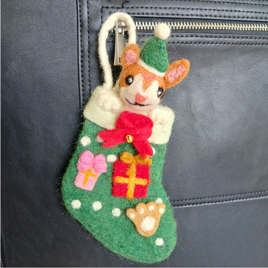 Calcetines navideños de fieltro para mascotas - Set de 6