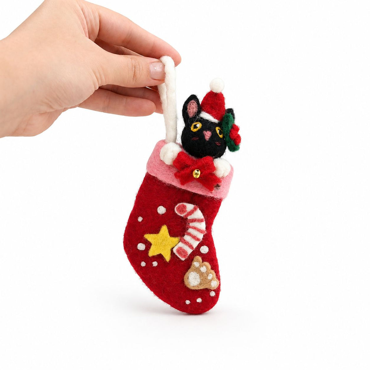 Calcetines navideños de fieltro para mascotas - Set de 6