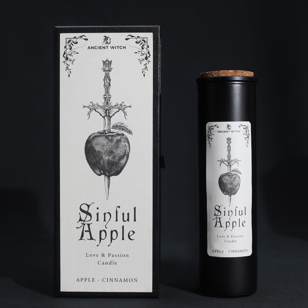 Vela ritual de bruja Manzana Pecaminosa (Sinful Apple) con su caja