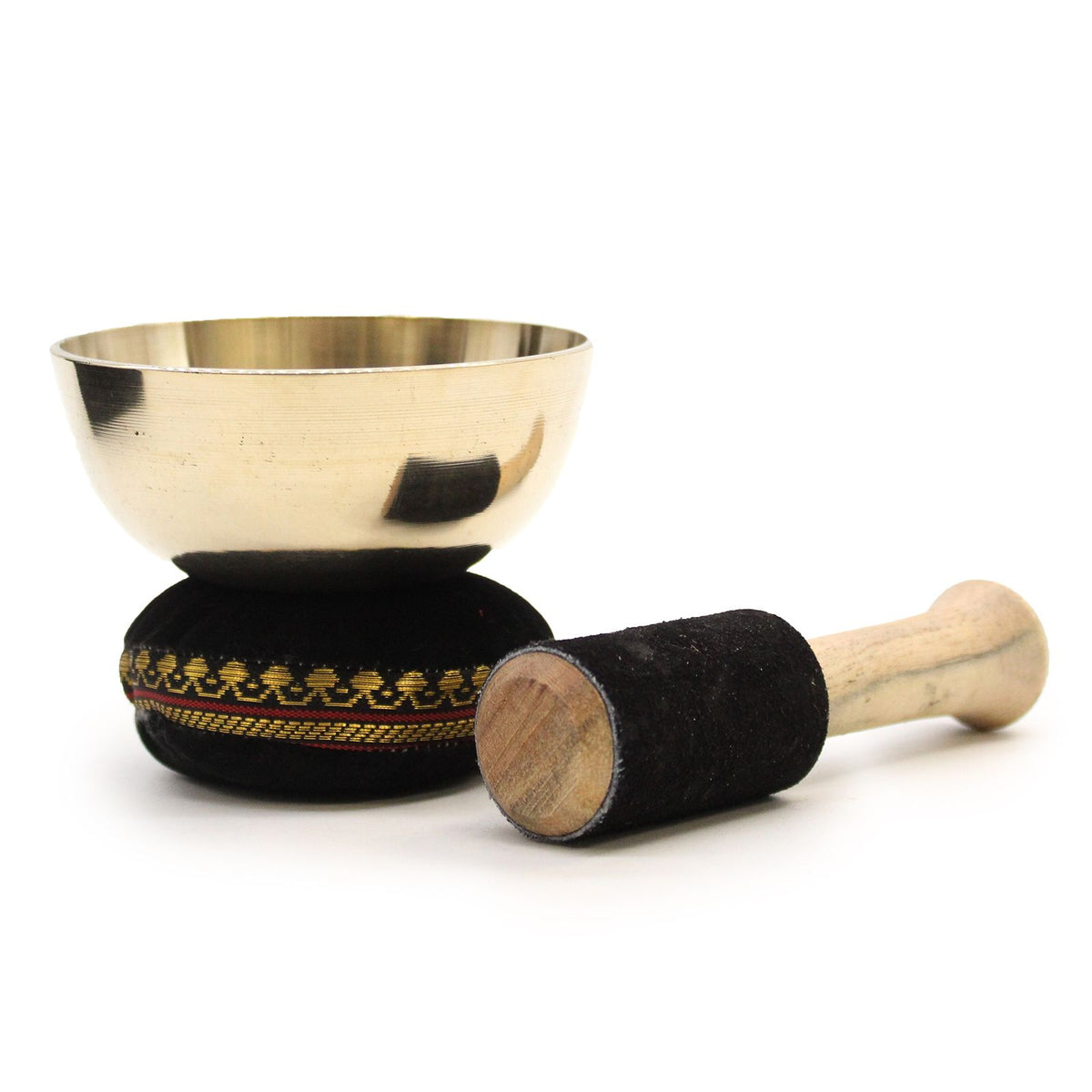 Set de regalo con cuenco tibetano de latón de 9 cm en estuche, foto 5