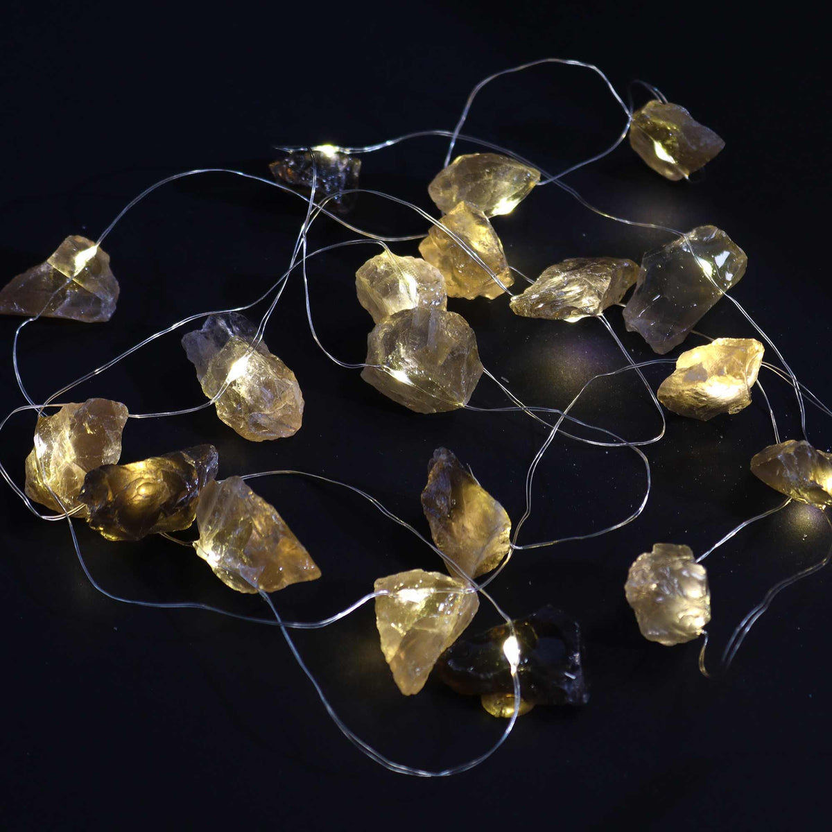 Guirnalda de luces con piedras de citrino ahumado