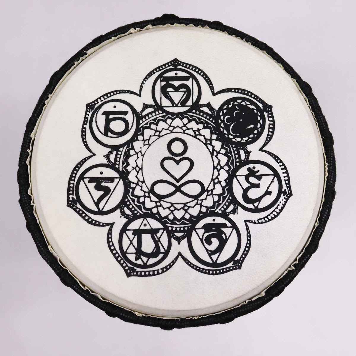 Djembé hecho a mano de 30 cm con diseño de chakras, foto 2