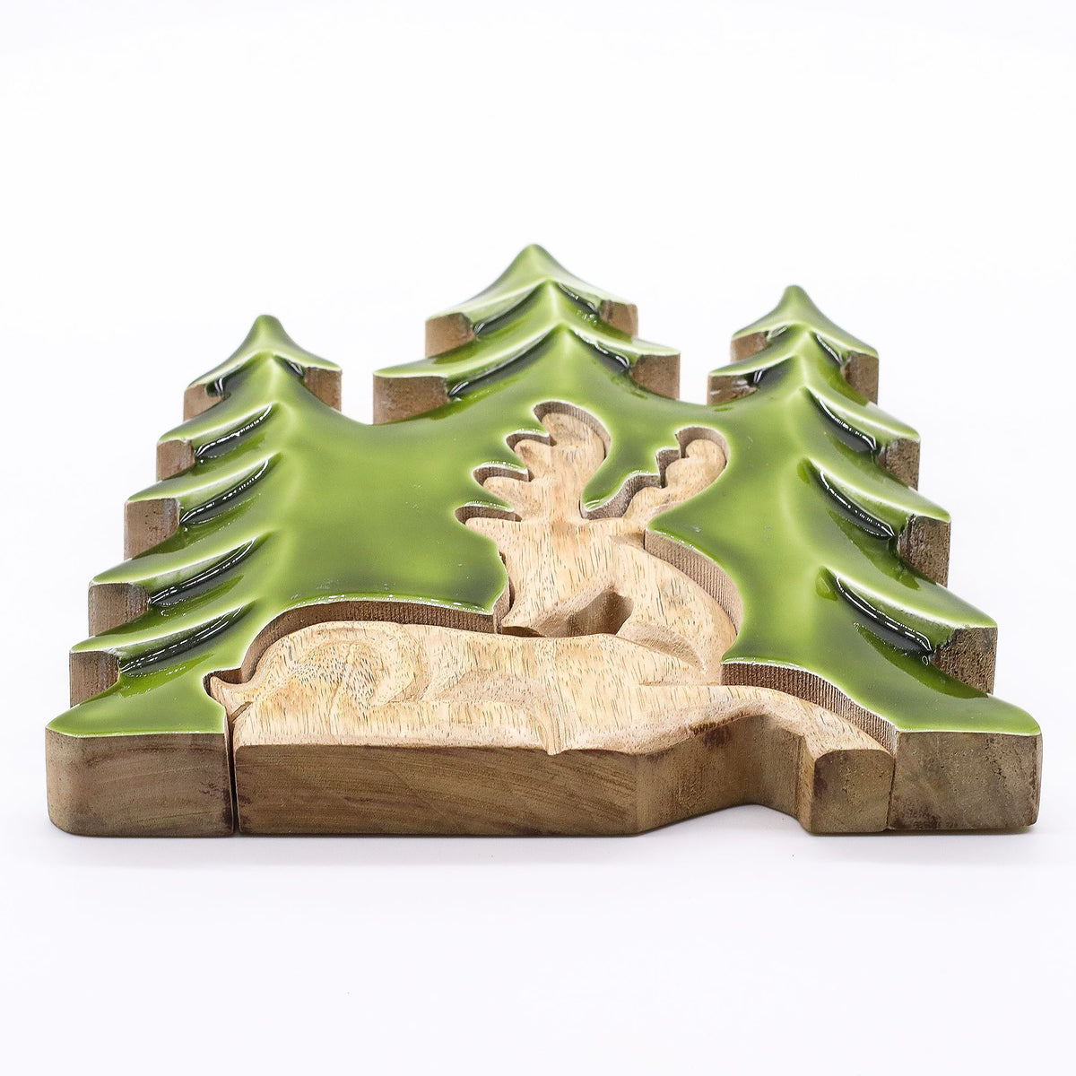 Decoración de madera 3D - Ciervo descansando 23 x 20 cm