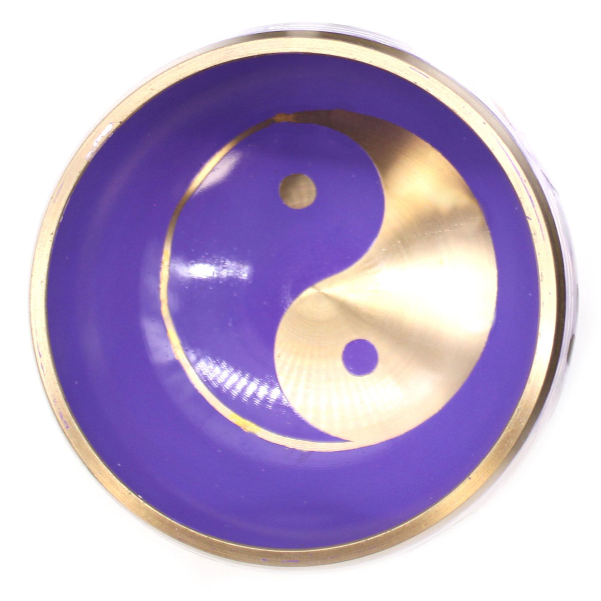 Set de cuenco tibetano blanco con yin yang con mazo y cojín, foto 7
