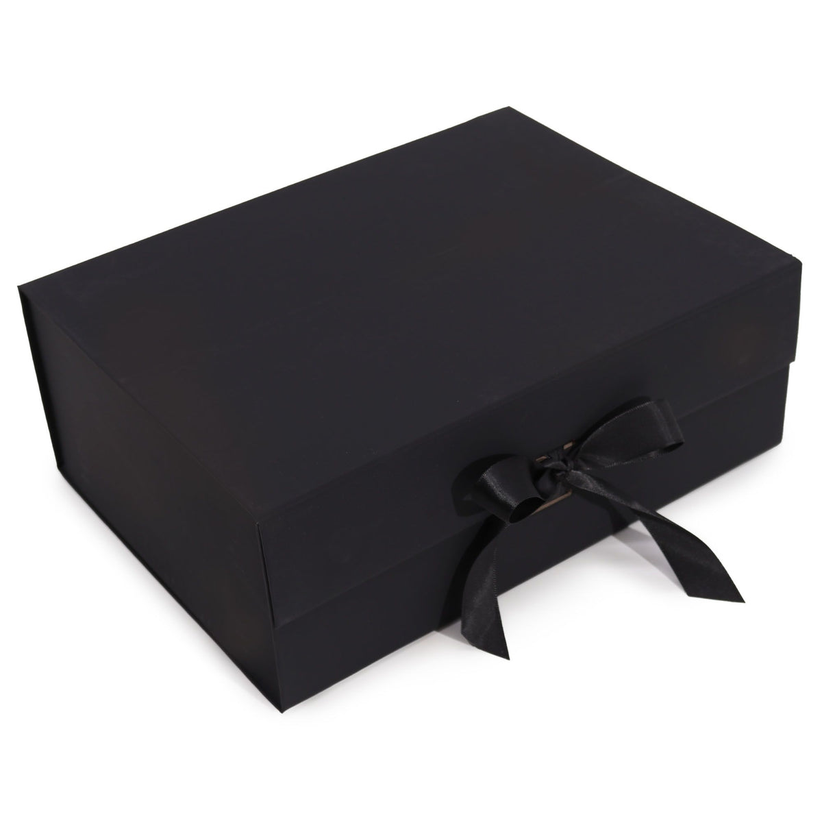 Caja de regalo plegable con lazo - Negra 33 x 25 x 12 cm