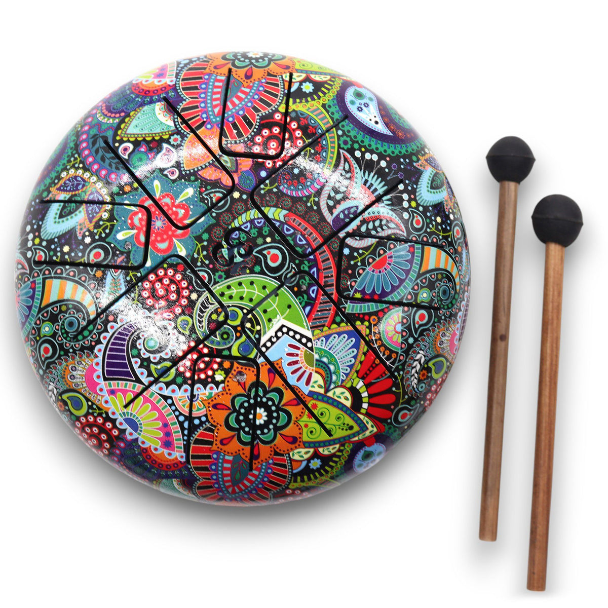 Tambor de lengüeta Hapi multicolor Om de 18 cm con baquetas, foto 3