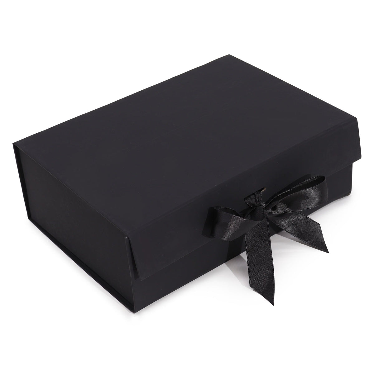 Caja de regalo plegable con lazo - Negra 28,2 x 20,2 x 9,2 cm
