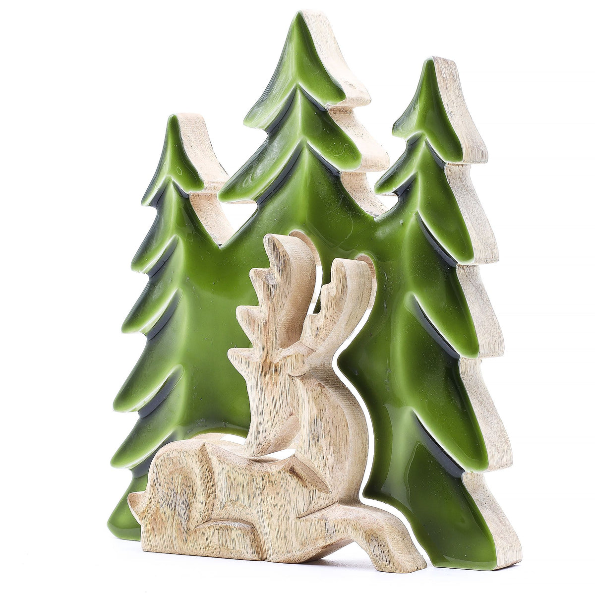 Decoración de madera 3D - Ciervo descansando 23 x 20 cm