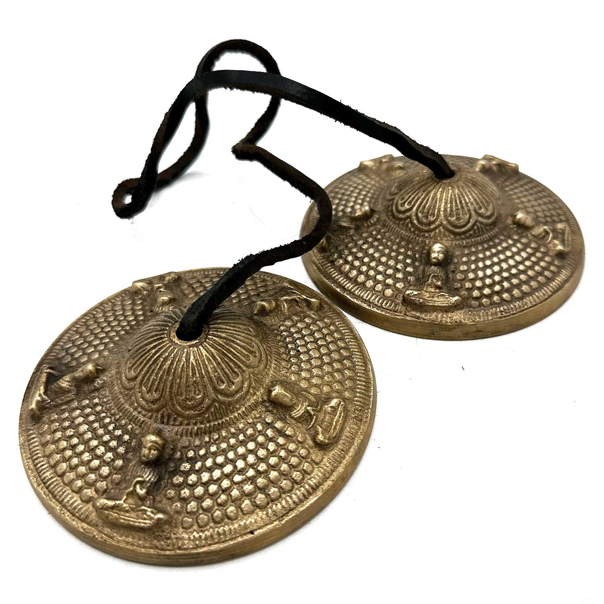Tingsha tibetana Cinco Budas de latón