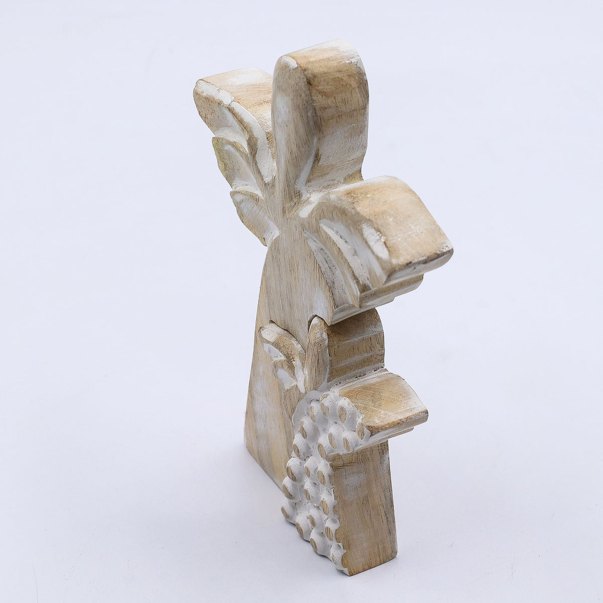 Figura de dos ángeles de madera de mango 15 cm