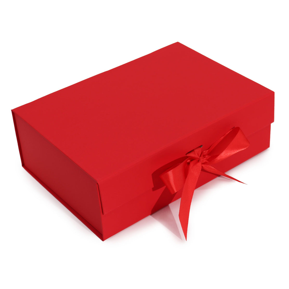 Caja de regalo plegable con lazo - Roja 28,2 x 20,2 x 9,2 cm
