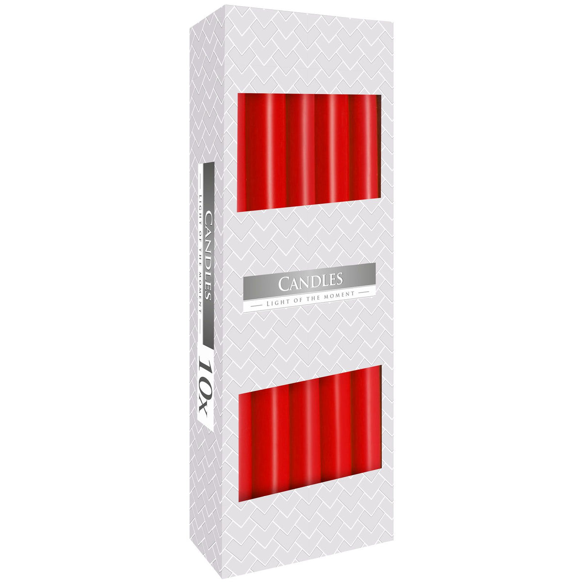Estuche de 10 velas cónicas rojas