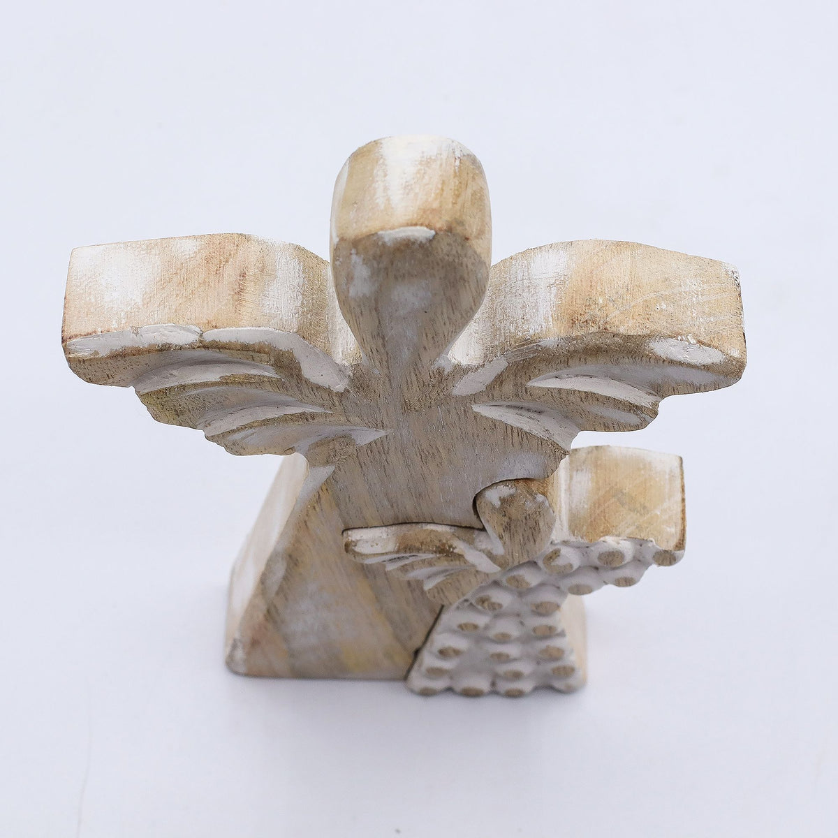 Figura de dos ángeles de madera de mango 15 cm