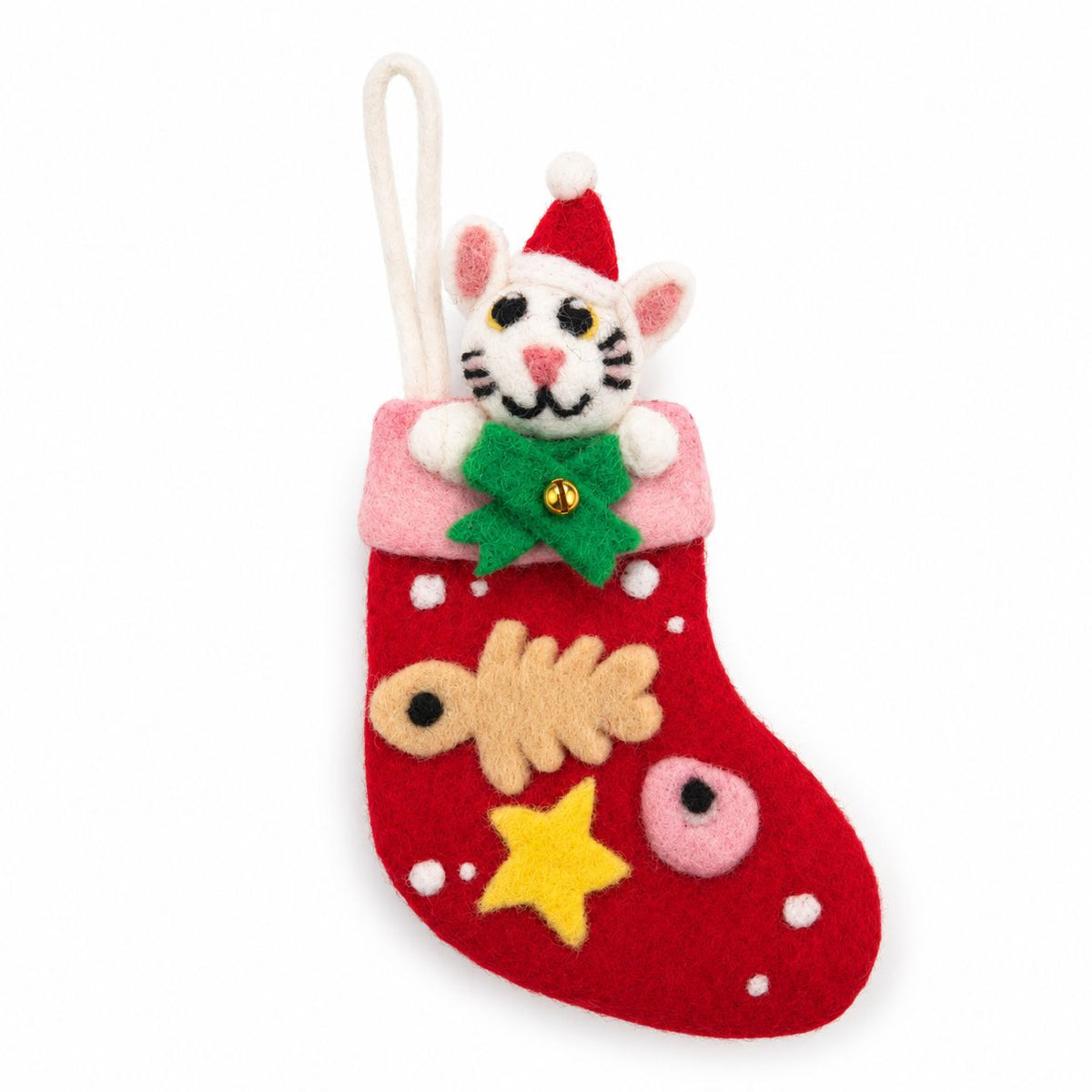 Calcetines navideños de fieltro para mascotas - Set de 6
