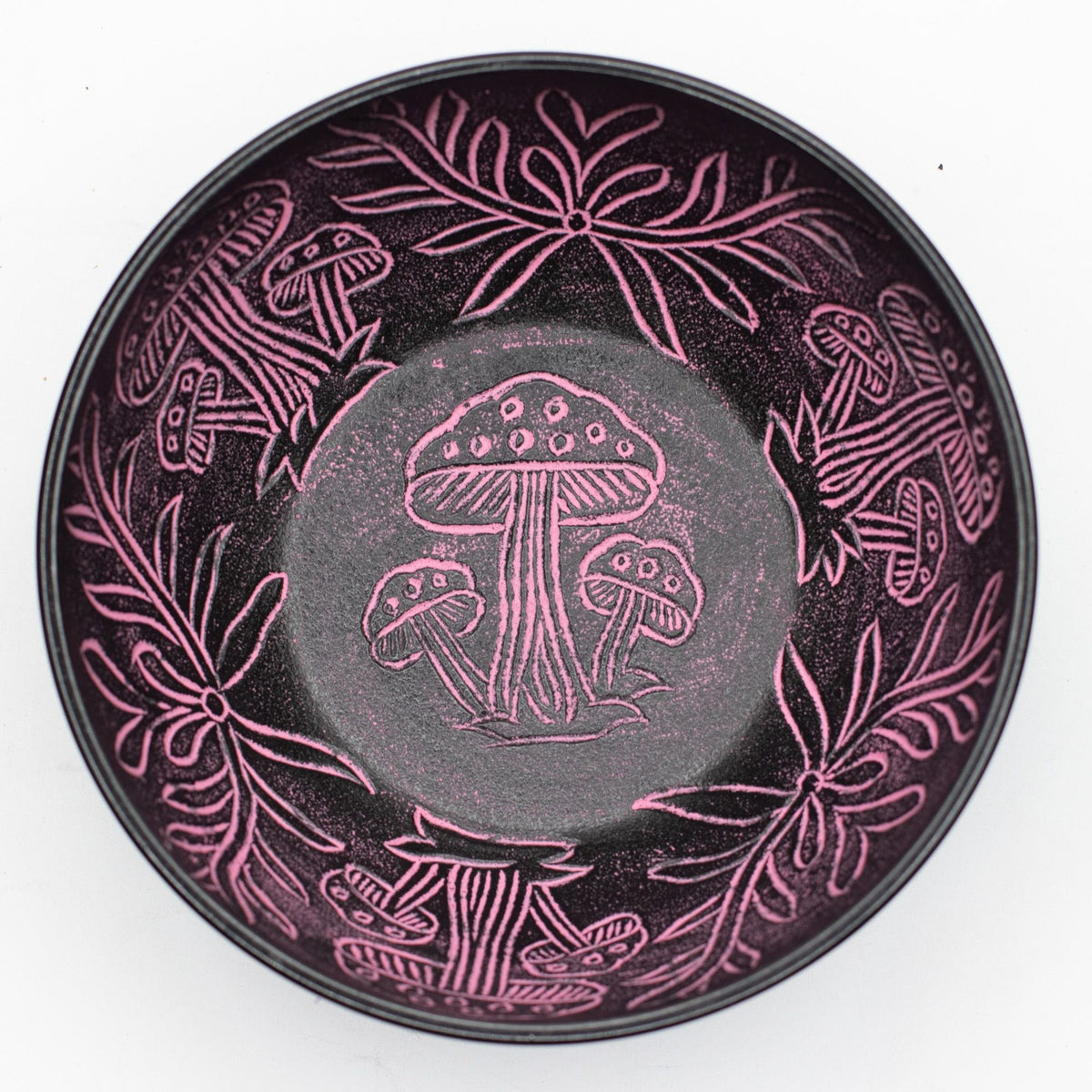 Cuenco tibetano de aluminio con setas grabadas en rosa, foto 3