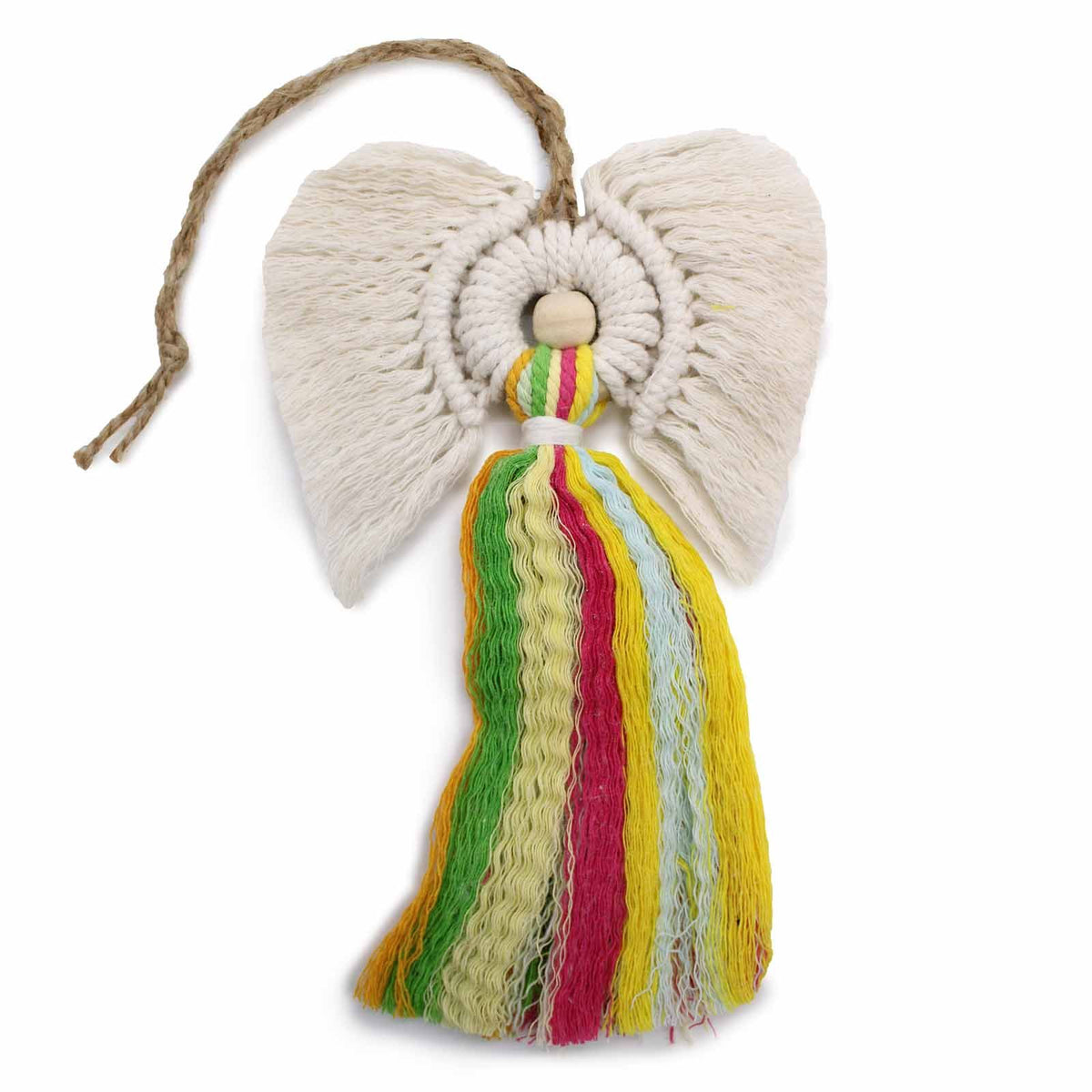 Ángel de macramé en caja de regalo - Arcoíris