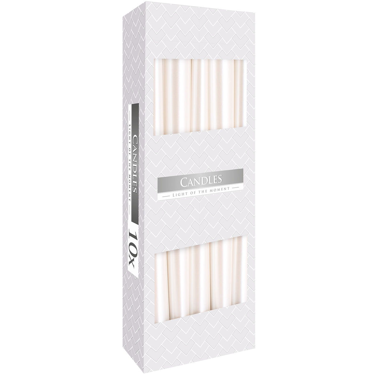 Estuche de 10 velas cónicas perladas
