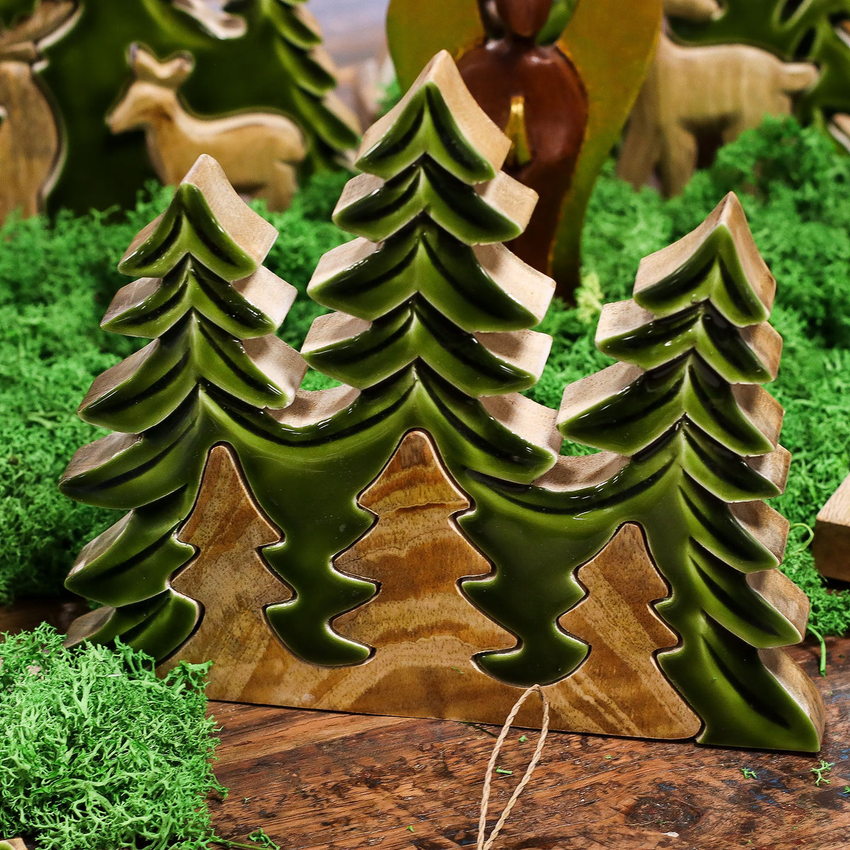 Decoración de madera 3D - Tres árboles 20 x 23 cm