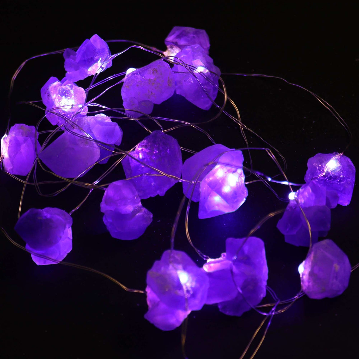 Guirnalda de luces con piedras de amatista