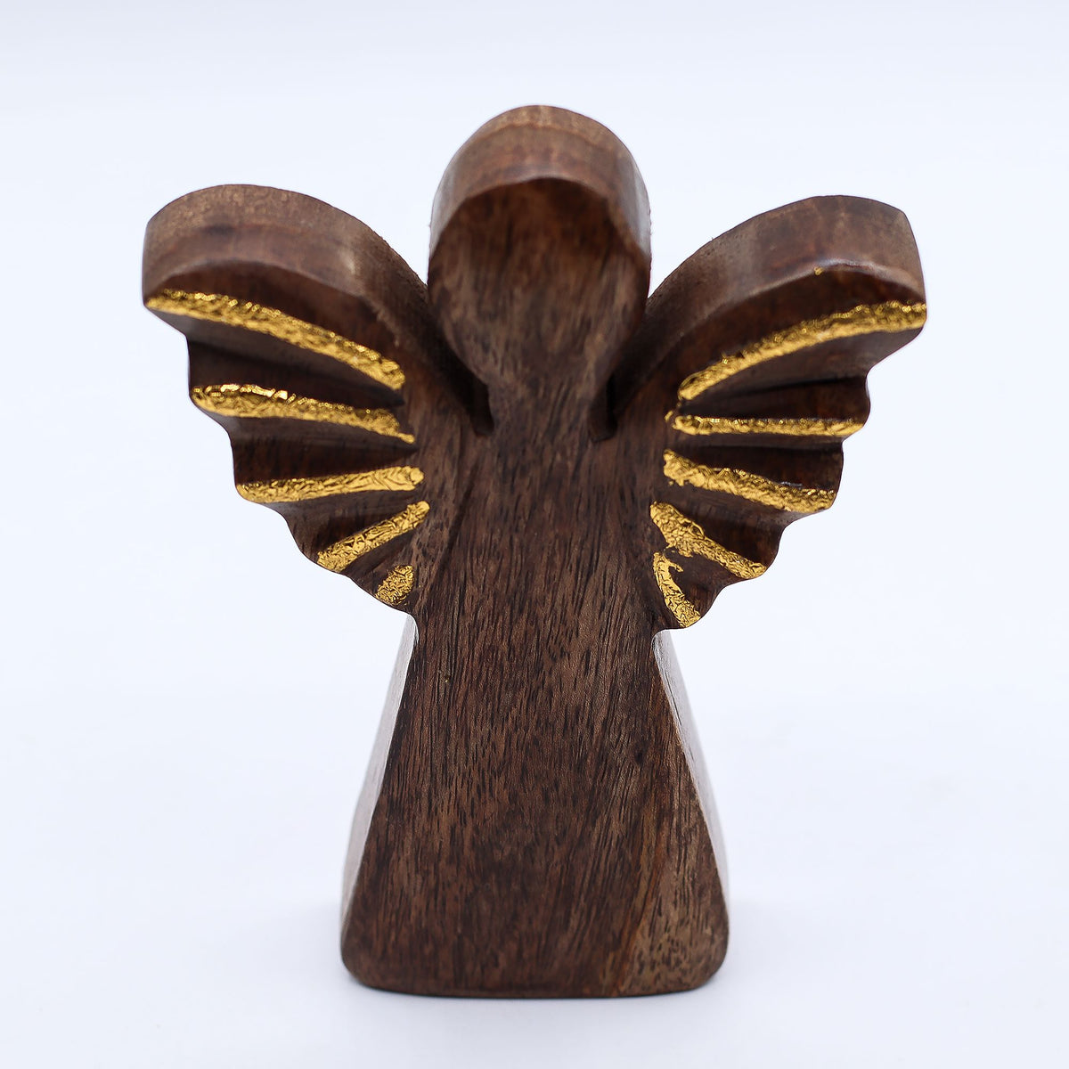 Ángel de madera de mango con alas doradas 16 cm