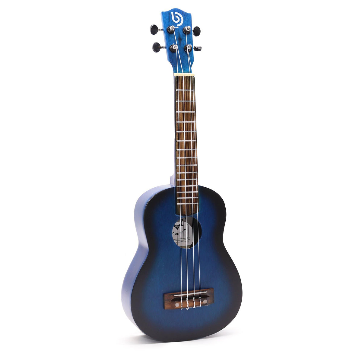 Ukelele artesanal sunburst azul de 4 cuerdas
