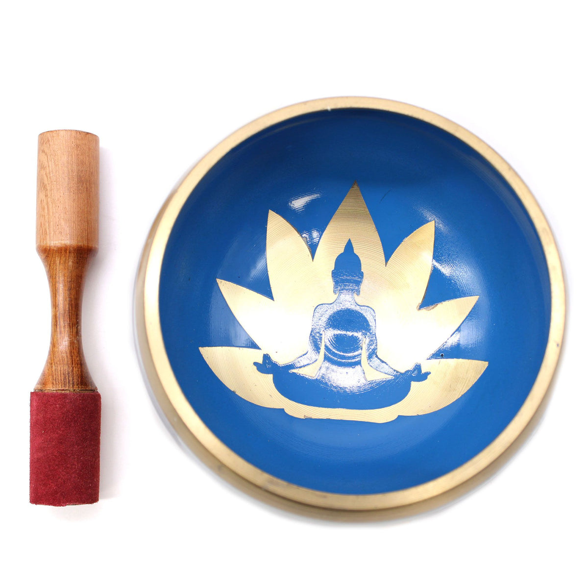 Set de cuenco tibetano grande blanco con posturas de yoga con mazo y cojín, foto 4