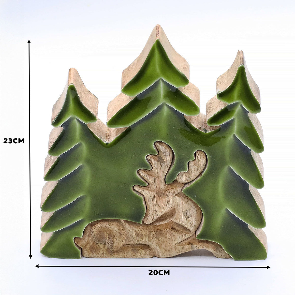 Decoración de madera 3D - Ciervo descansando 23 x 20 cm