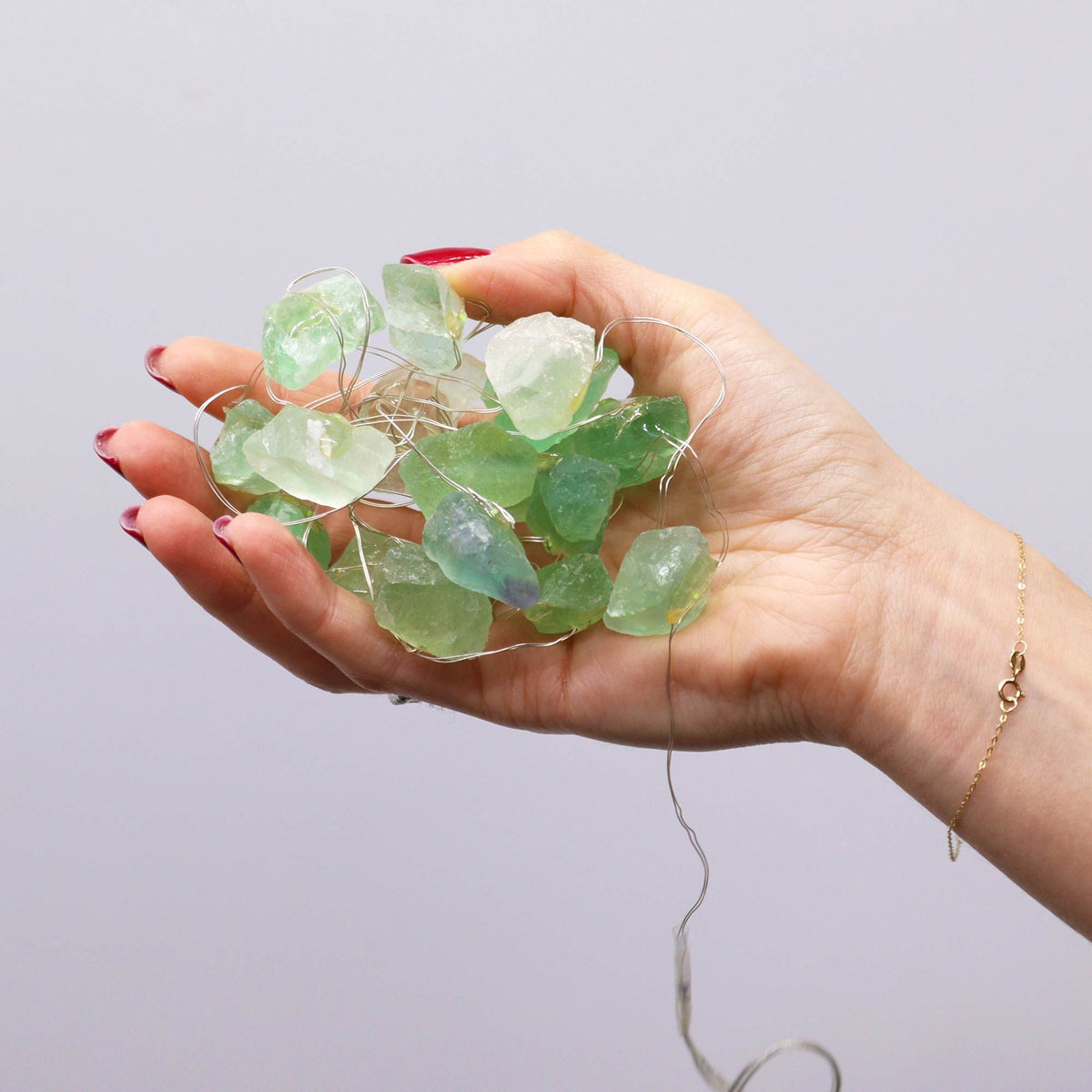Guirnalda de luces con piedras de jade de cristal