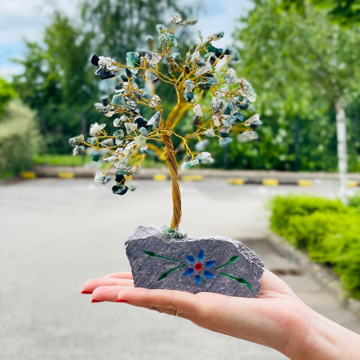 Árbol de gemas indio de ágata musgo con 160 piedras, foto 3