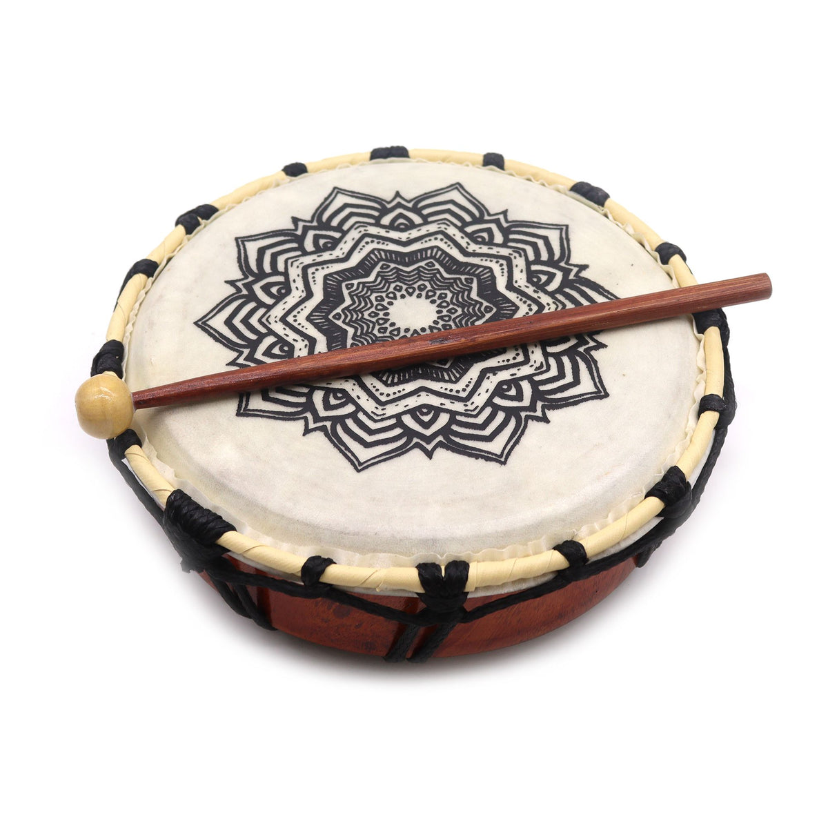 Tambor chamánico Mandala de 20 cm con baqueta, foto 4