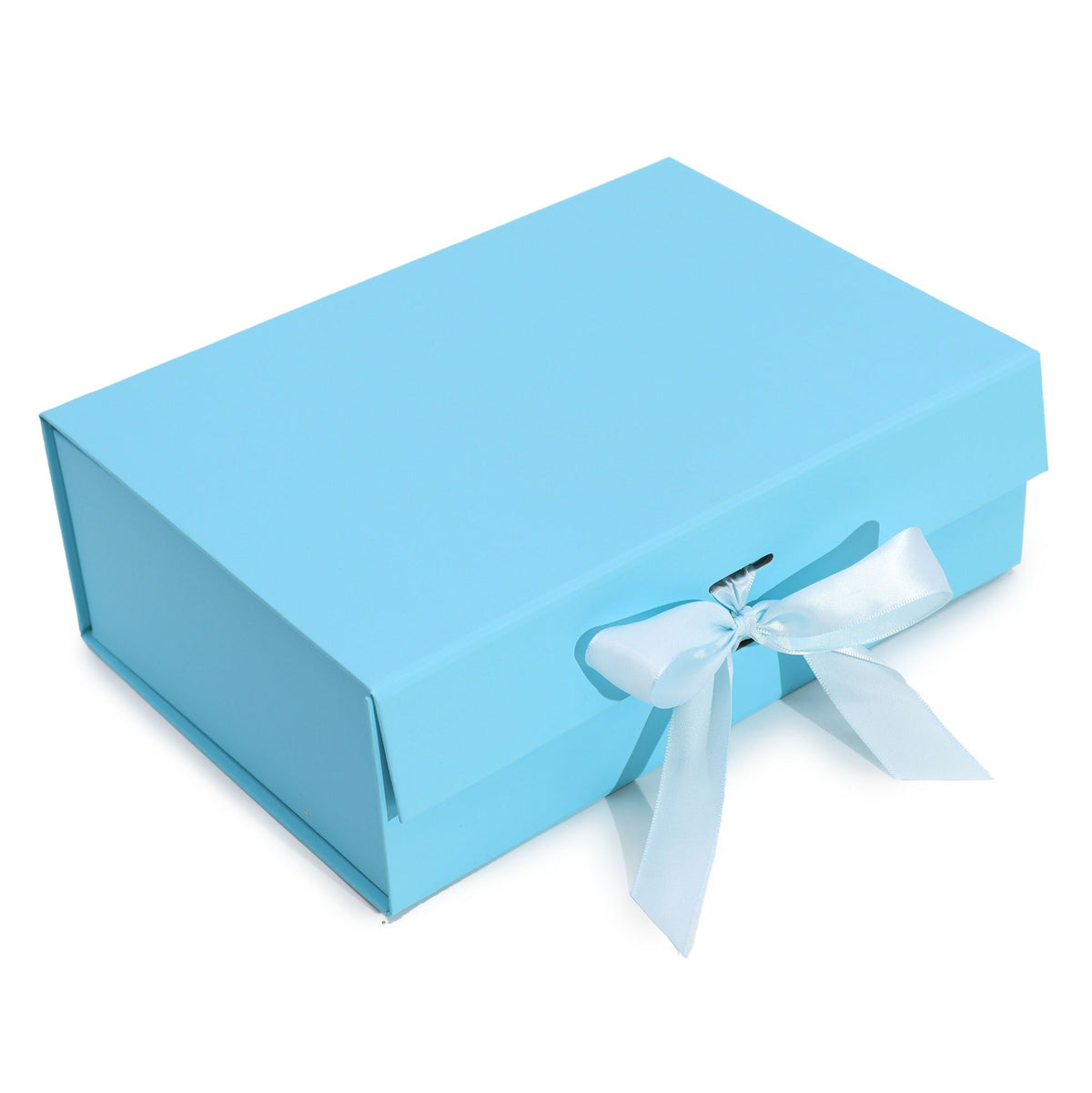 Caja de regalo plegable con lazo - Azul bebé 28,2 x 20,2 x 9,2 cm