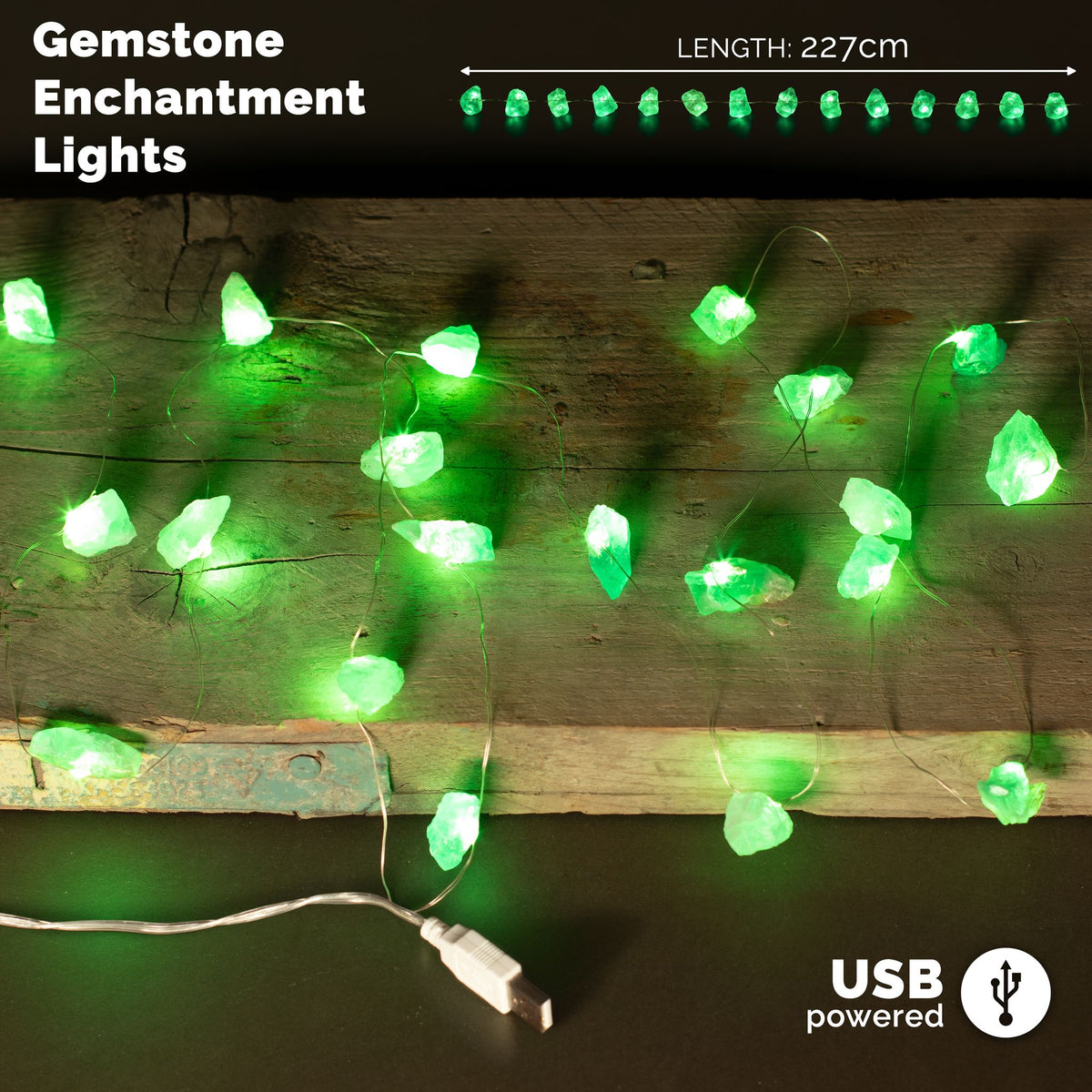 Guirnalda de luces con piedras de jade de cristal