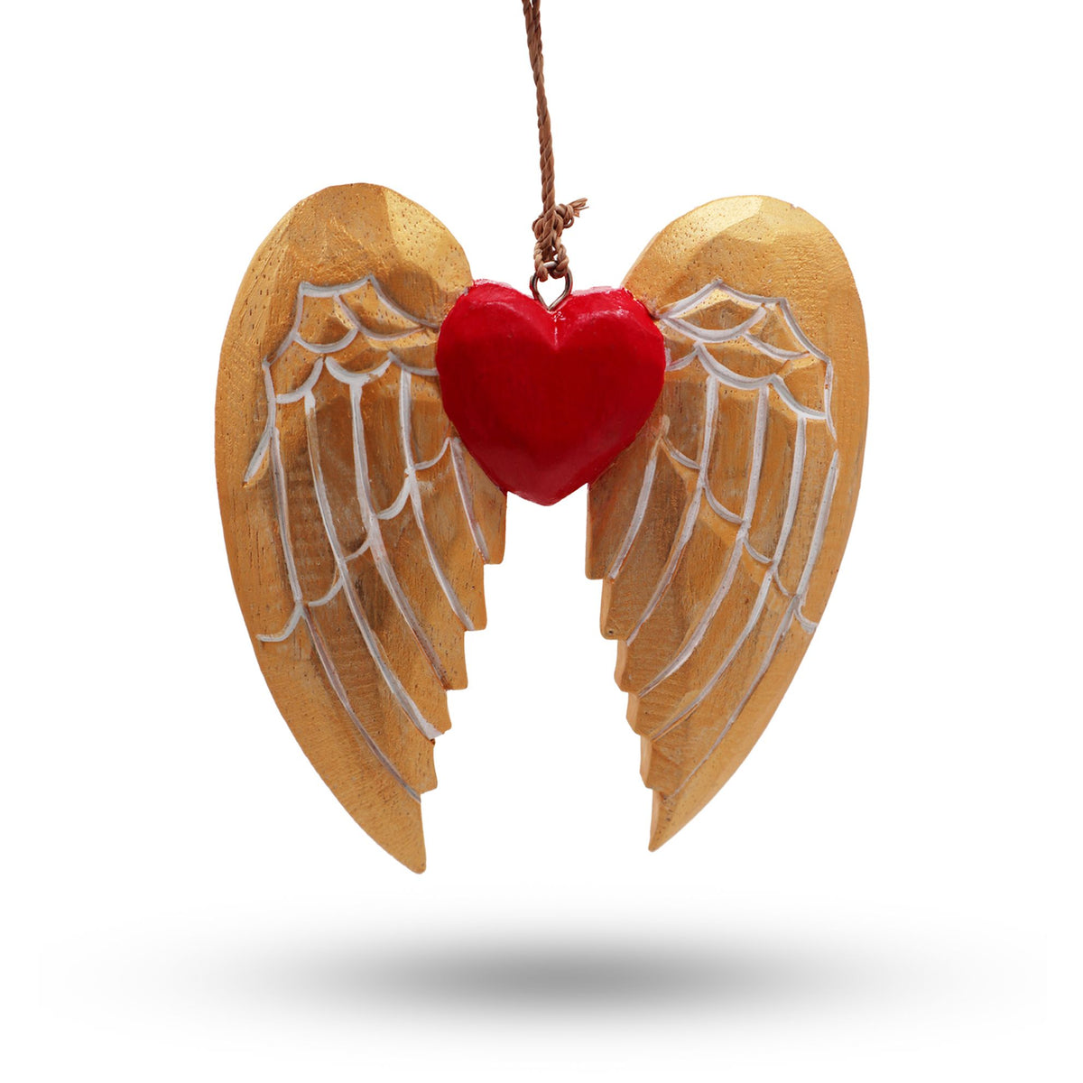 Adorno navideño de madera - Alas de ángel con corazón