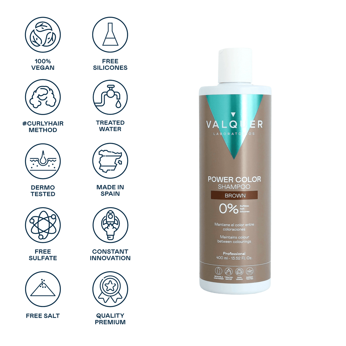 Champú color Castaño - Power Color - 400 ml - Montber Professional Brand