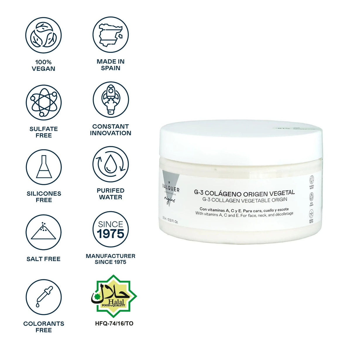 Crema facial G-3 con colágeno vegetal Valquer - imagen 2