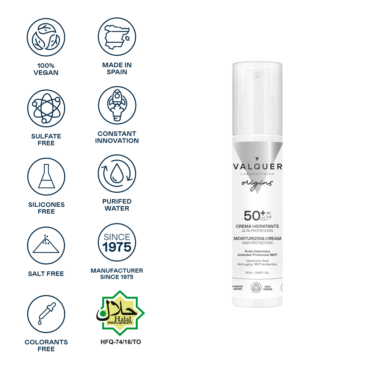 Crema Hidratante con Alta Protección Solar SPF 50 – UVA/UVB + Hydromanil® - 50 ml - Montber Professional Brand