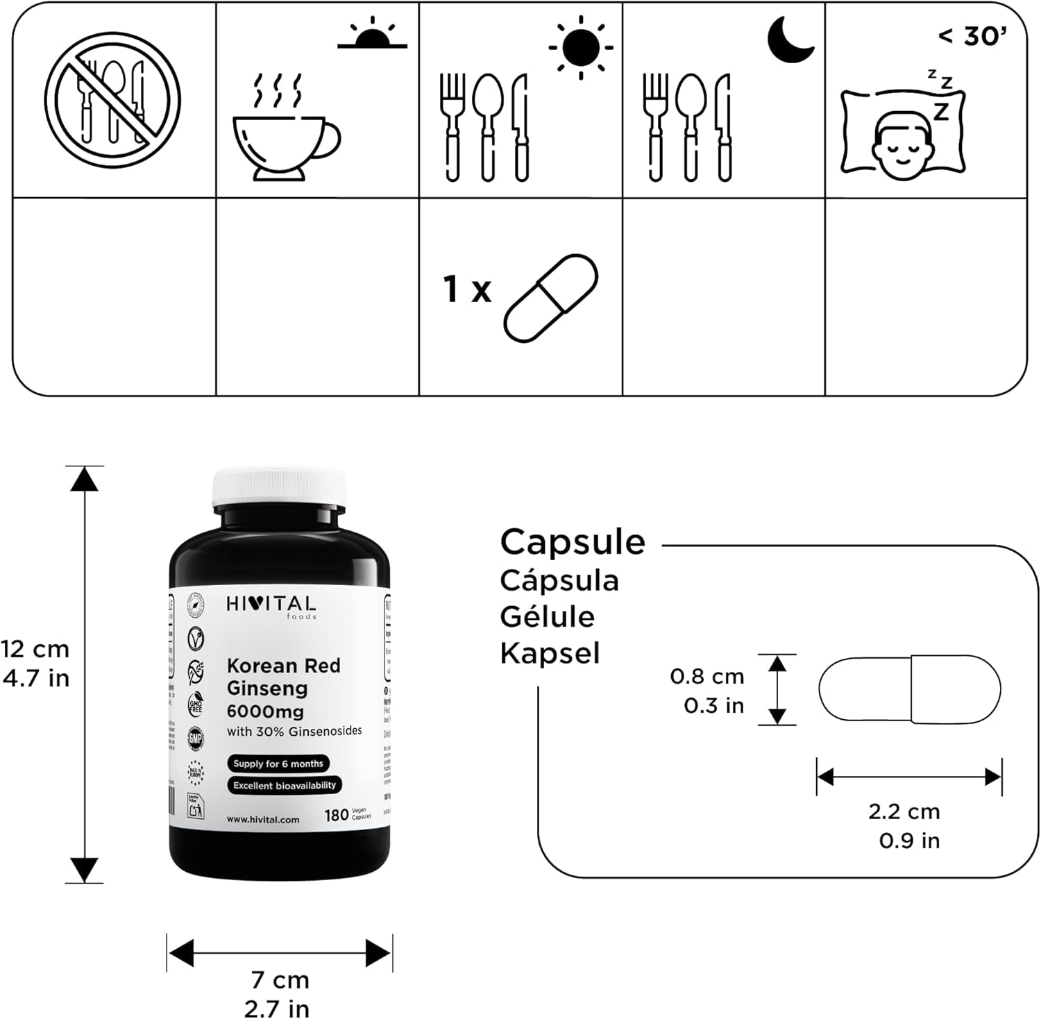 Ginseng Rojo Coreano 6000 Mg. 180 Cápsulas - Montber Professional Brand