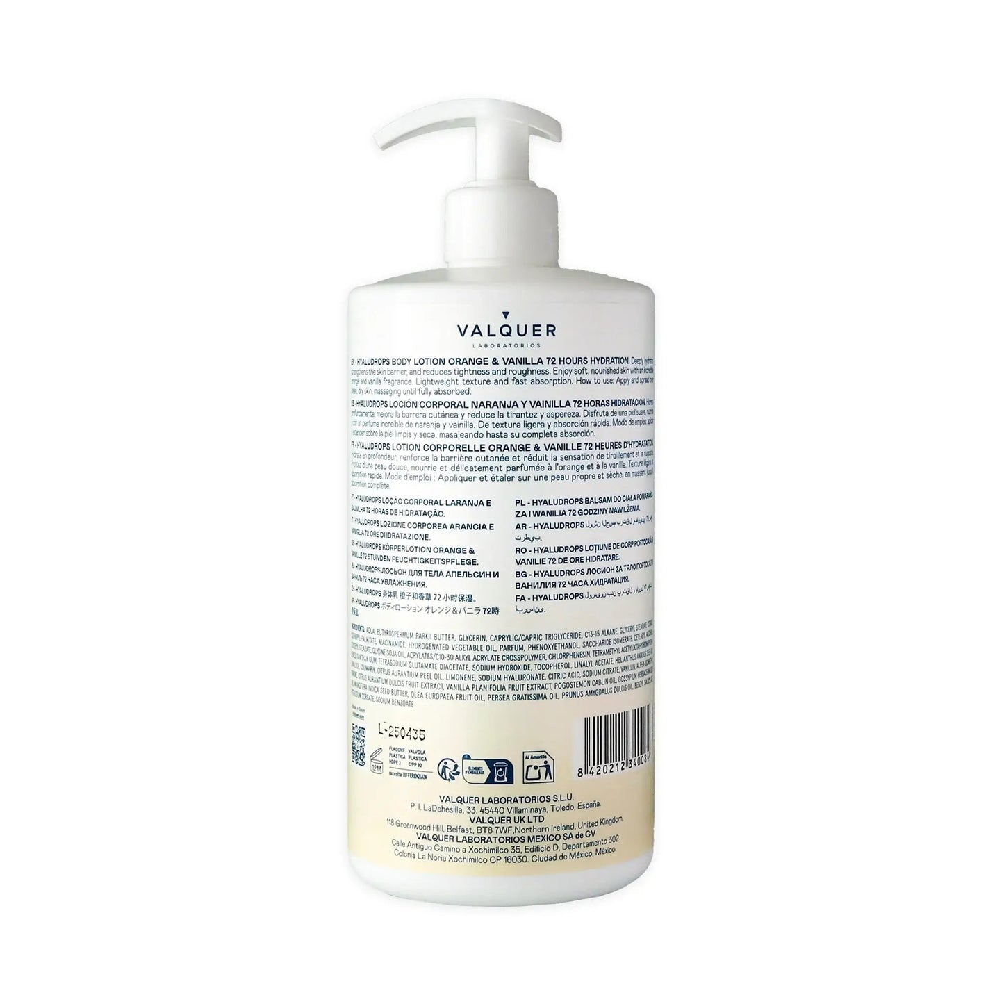 Hyaludrops Loción Corporal Naranja y Vainilla – Hidratación 72H - 700 ml - Montber Professional Brand