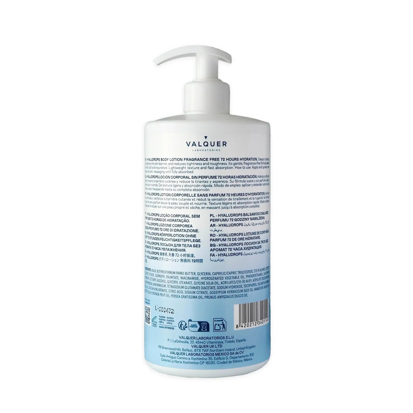Hyaludrops Loción Corporal Sin Perfume – Hidratación 72H - 700 ml - Montber Professional Brand