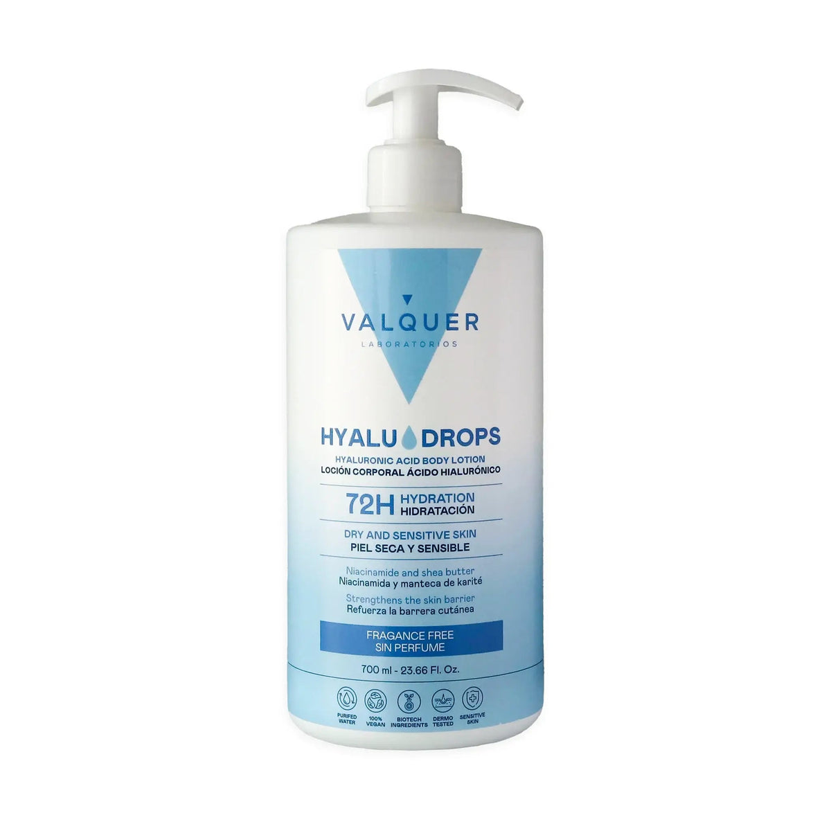Hyaludrops Loción Corporal Sin Perfume – Hidratación 72H - 700 ml - Montber Professional Brand