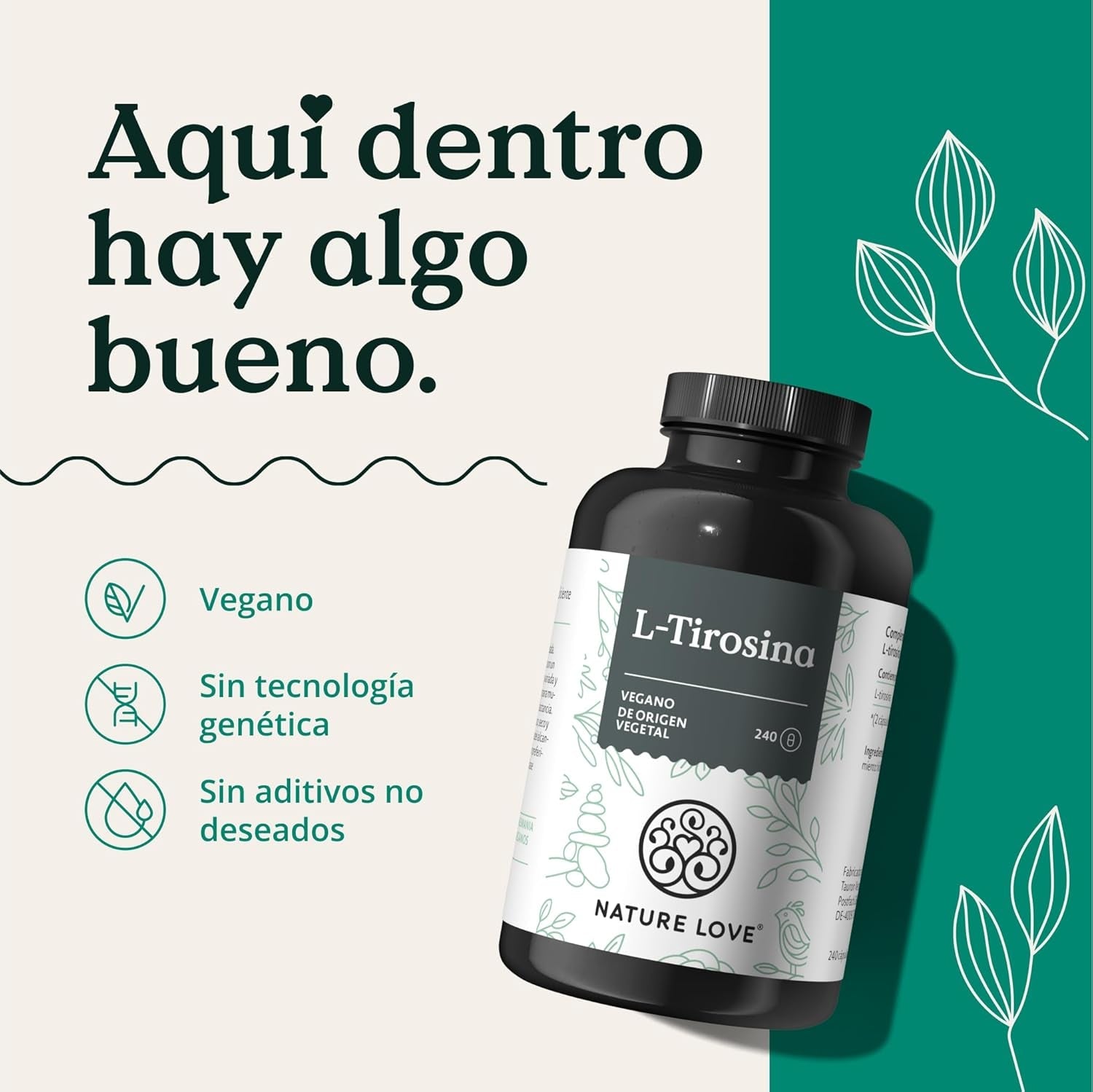 L-Tirosina Vegana - 1000 Mg Por Dosis - 240 Cápsulas - Montber Professional Brand