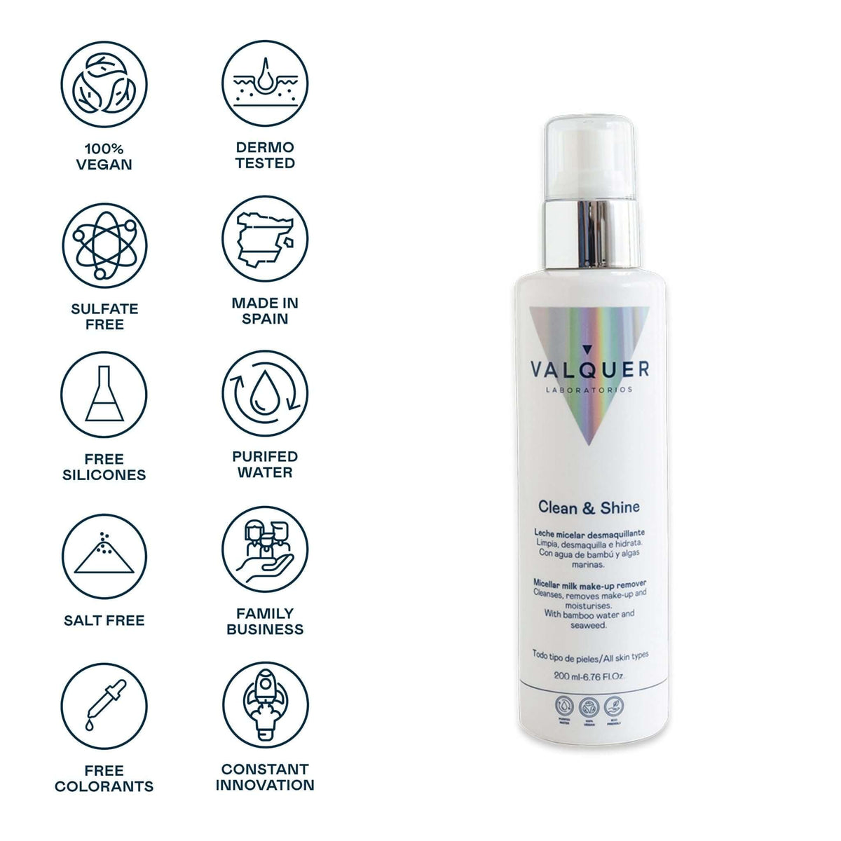 Leche facial micelar desmaquillante - 200 ml - Montber Professional Brand