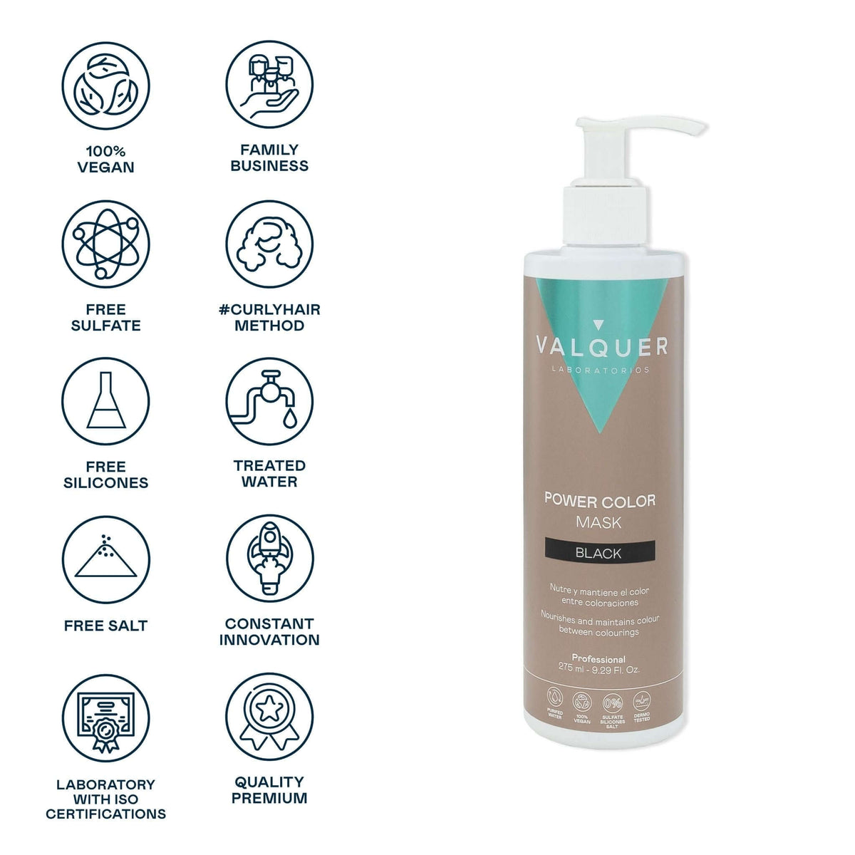 Mascarilla color Negro - Power Color - 275 ml - Montber Professional Brand