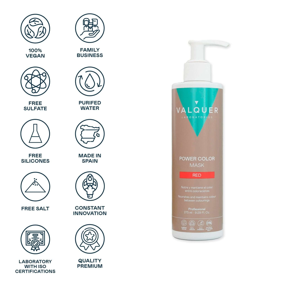 Mascarilla color Rojo - Power Color - 275 ml - Montber Professional Brand