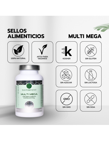 Multi Mega multivitamínico 90 cápsulas vegetales - Naturvent (imagen 6)