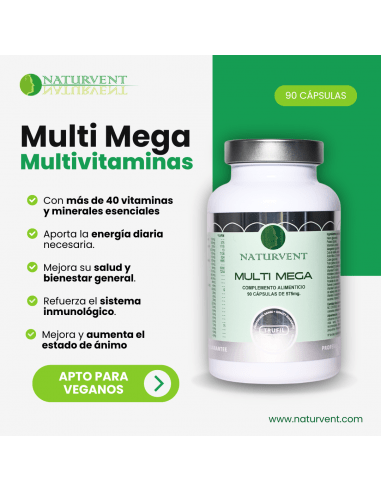 Multivitamínico MULTI MEGA: Más de 40 vitaminas y minerales por cápsula. - Montber Professional Brand