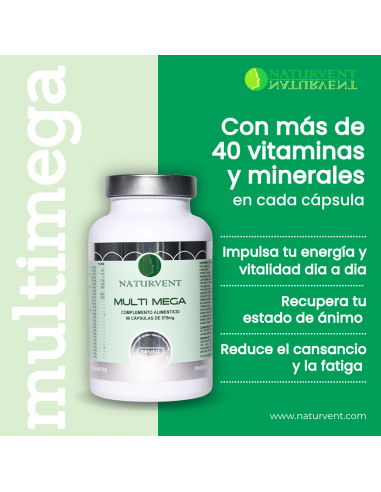 Multivitamínico MULTI MEGA: Más de 40 vitaminas y minerales por cápsula. - Montber Professional Brand