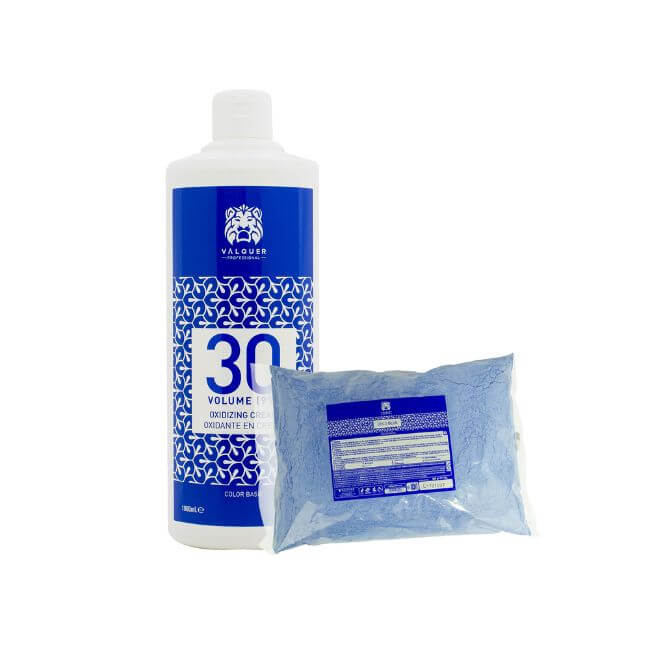 Pack decoloración capilar Polvo deco + Oxigenada 30 vol - Montber Professional Brand